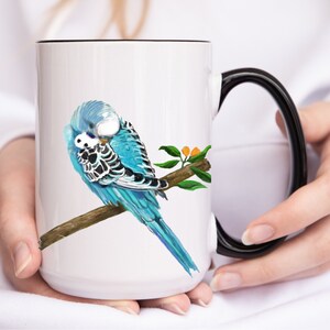 Gepersonaliseerde slapende blauwe parkiet mok, vogel moeder mok, vogel Memorial mok, huisdier verlies cadeau, vogelaar cadeau, kerstcadeau, verjaardagscadeau