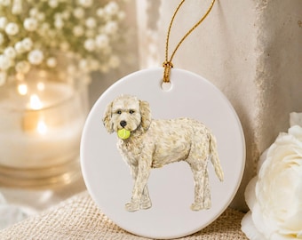 Custom Goldendoodle Ceramic Ornament, Personalized Christmas Gift, Doodle Lover Gift, Custom Name Keepsake