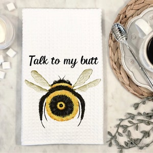 Asciugamano da cucina personalizzato con culo d'ape, divertente panno per piatti con culo d'ape, arredamento da cucina carino, asciugamano amante degli animali, regalo ispirato alla natura, arredamento umoristico