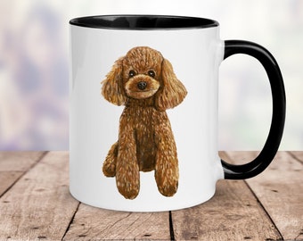 Brown Poodle Dog Mug, Cute Poodle Mug, Unique Dog Pet Owner Mug, Animal Lover, Colorful Coffee Mug, 11oz 15oz Mug, Dog Lover Gift