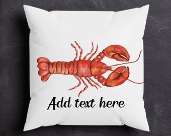 Red Lobster Throw Pillow, Personalized Lobster Pillow Cover, Summer Living Room Decor, Nature Inspired Pillow, Custom Mom Dad Home Decor