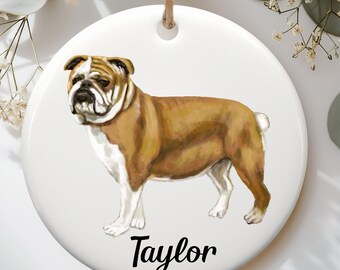 Personalized Boston Terrier Ornament, Custom Dog Name Ceramic Christmas Ornament, Boston Terrier Gift, Pet Memorial, Dog Lover Keepsake