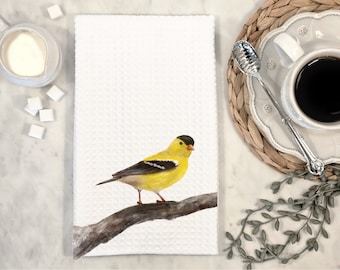 Torchon chardonneret américain, torchon personnalisé, cadeau maman oiseau, torchon amateur d'oiseaux, serviette oiseau de jardin, cadeau ornithologie