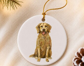 Personalized Golden Retriever Ornament, Pet Dog Gift, Custom Name Ceramic Ornament, Unique Dog Lover Gift