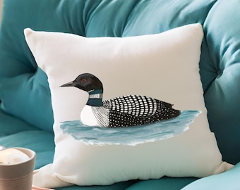 Kudde med fågelmotiv, personligt örngott, unik present till mamma och mormor, kudde med naturtema, inflyttningspresent, present till djurälskare