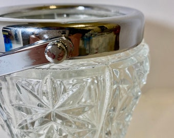 FRENCH VINTAGE Diamond Cut Glass Ice Bucket, Barware, 1950's, Bar Decor