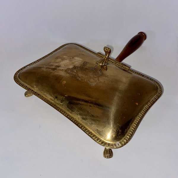 Antique Barware Copper/ Brass Silent Servant Tray, Marked 'Major Ab Adversis', Ashtray, Crumb Catcher, Cigar Case