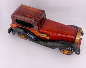 Vintage Handmade Wooden Classic Automobile Antique Model Sedan Car