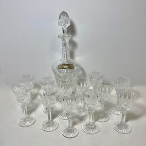 RARE Vintage Saint Louis Crystal Liquor Decanter with cups set