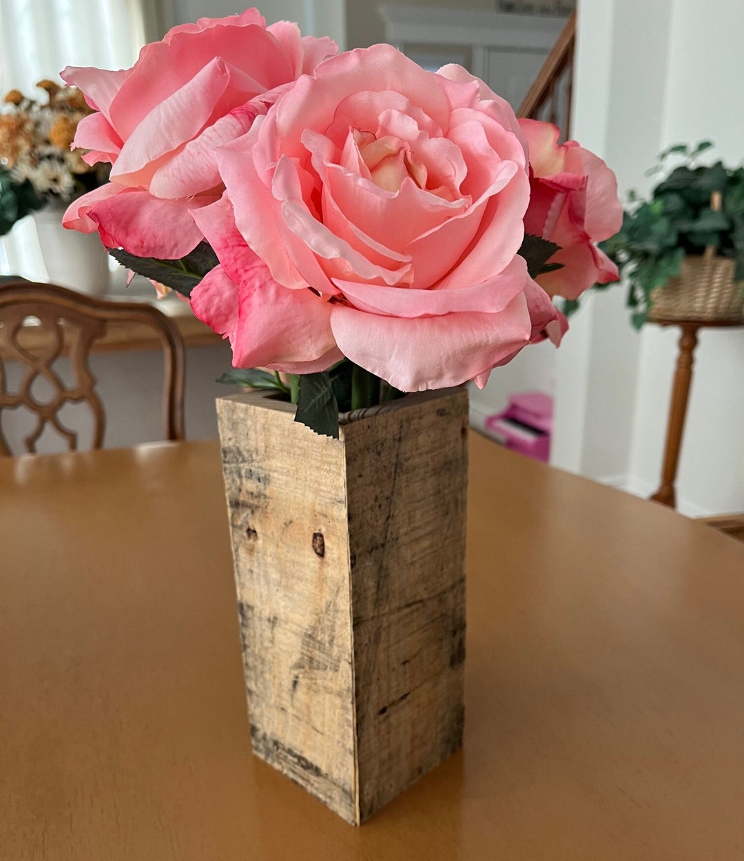 Rustic Square Wood Vase Etsy