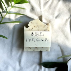 Hydrating Shampoo Bar, bar soap, hair, nourishing, natural shampoo, nontoxic, moisturizing, rosemary, nettle leaf, lavender, jojoba oil,5 oz