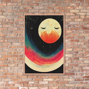 ABSTRACTO MEDIADOS DE SIGLO ESOTÉRICO lindo kawaii ecléctico angustiado antiguo arco iris luna enmarcado original arte de pared imprimir imagen de póster
