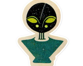 RETRO ABSTRACT ESOTERIC midcentury occult scifi psychedelic odd weird strange extraterrestrial e.t. map ufo alien illustration decal sticker