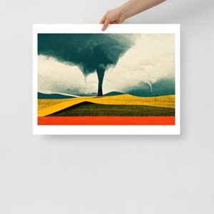 Tornado, Minimalist Mid-century Modern Landscape, Poster