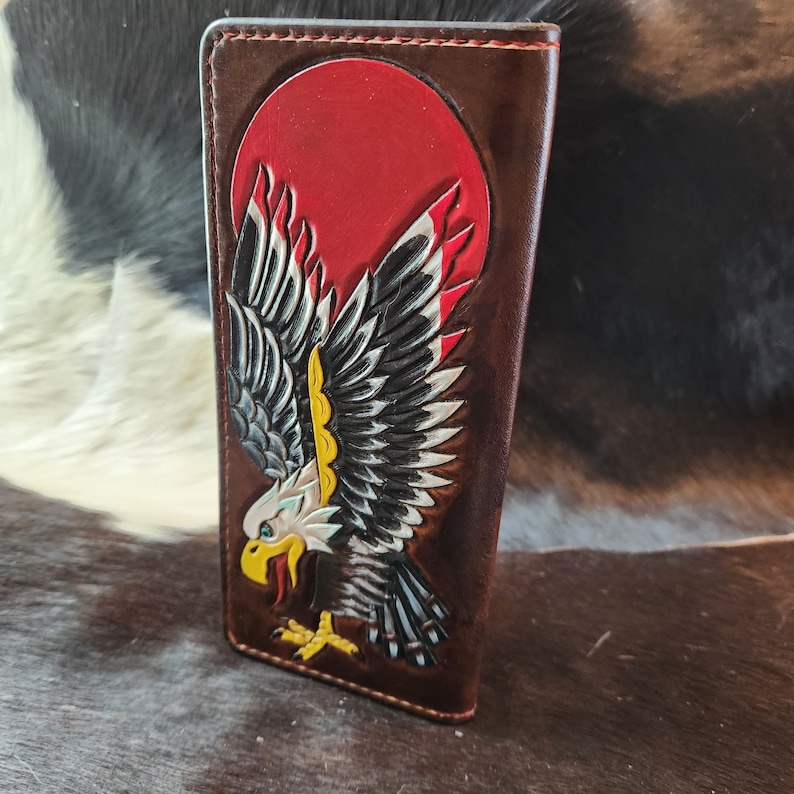 Tooled Leather Roper Wallet - Etsy