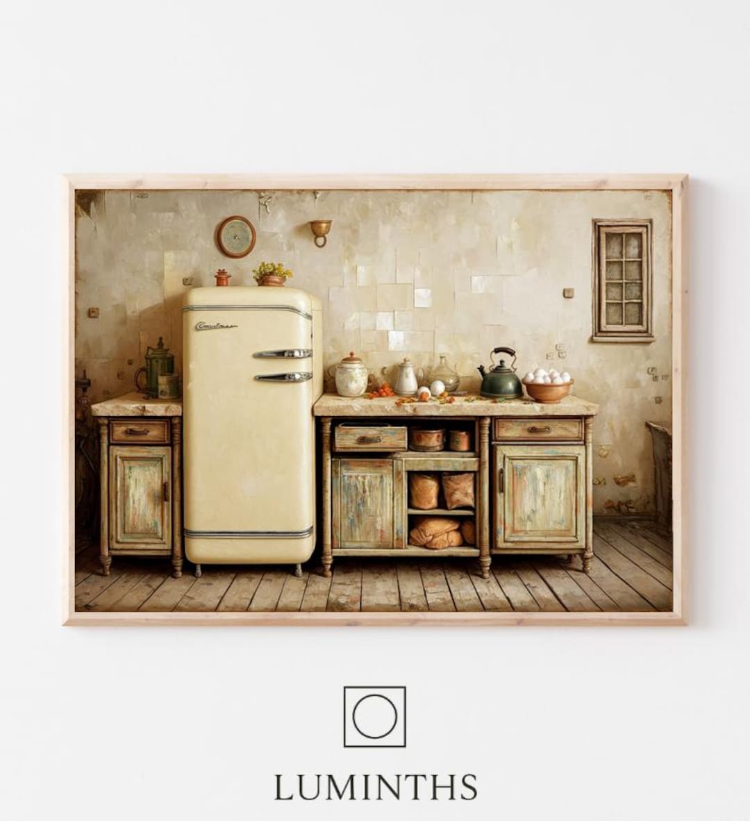 rustic cozy kitchen art prints under $7 shipped |... Vintage Kitchen Scene Art Print | Rustic Charm | Printable Digital ...