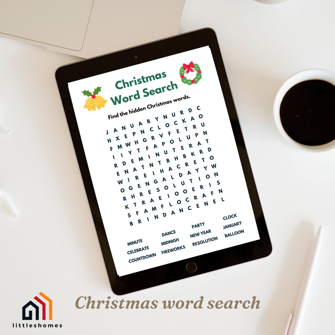 Christmas Word Search Game, Christmas Printable Games, Fun Christmas Day Game, Holiday Games