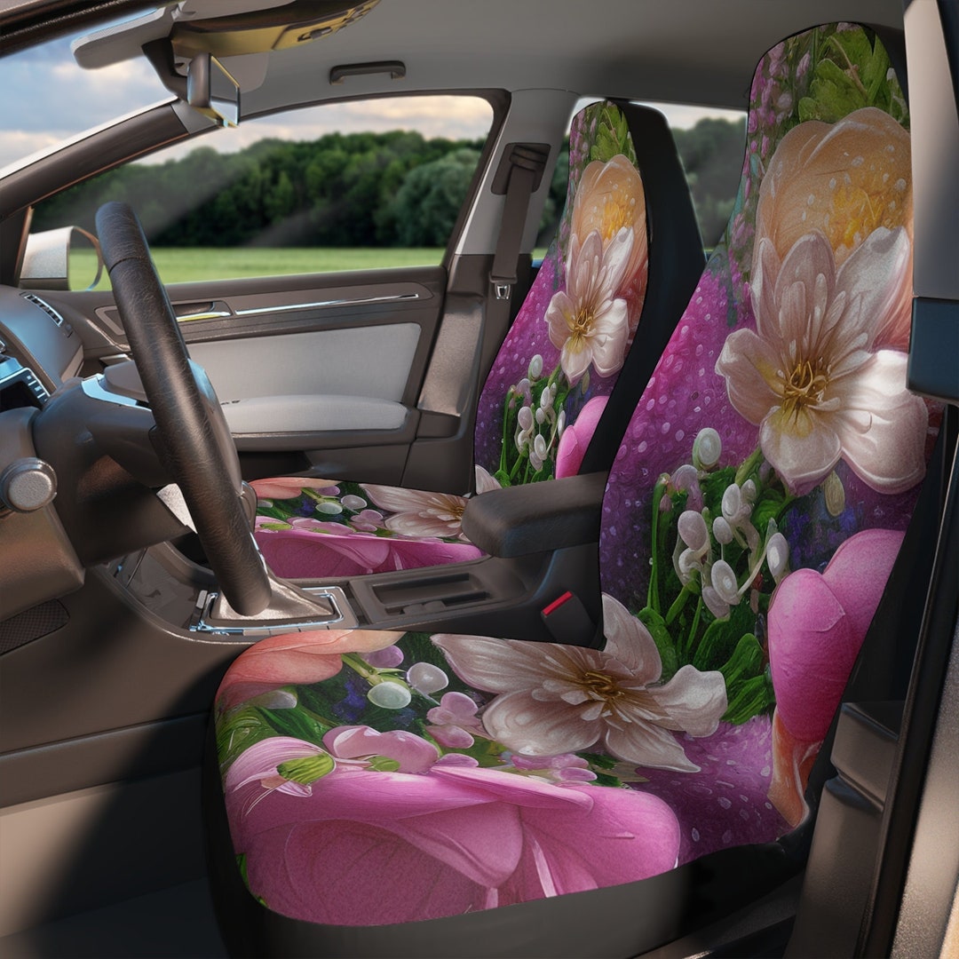 Watercolor Floral in Shades of Pink, Purple, Yellow, and White Car Seat