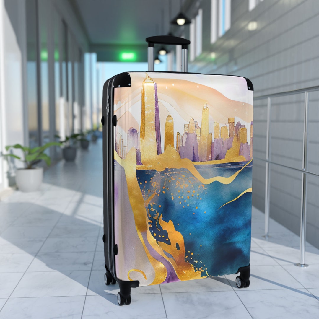 Vacation Suitcase With Wheels New York City Skyline Three Etsy