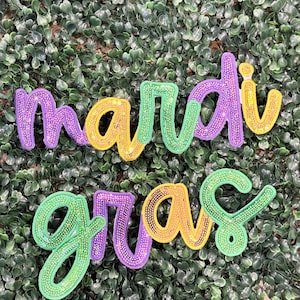 12” Sequin Mardi Gras Patch/Heat Press-Iron On
