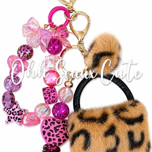 Pink Leopard Keychain/Bag Charm