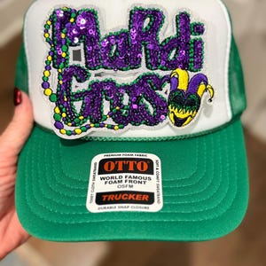Camouflage Women\'s glitter Hat with Mardi Gras patch Sequin Flip Mardi Gras Military Hat main image 2