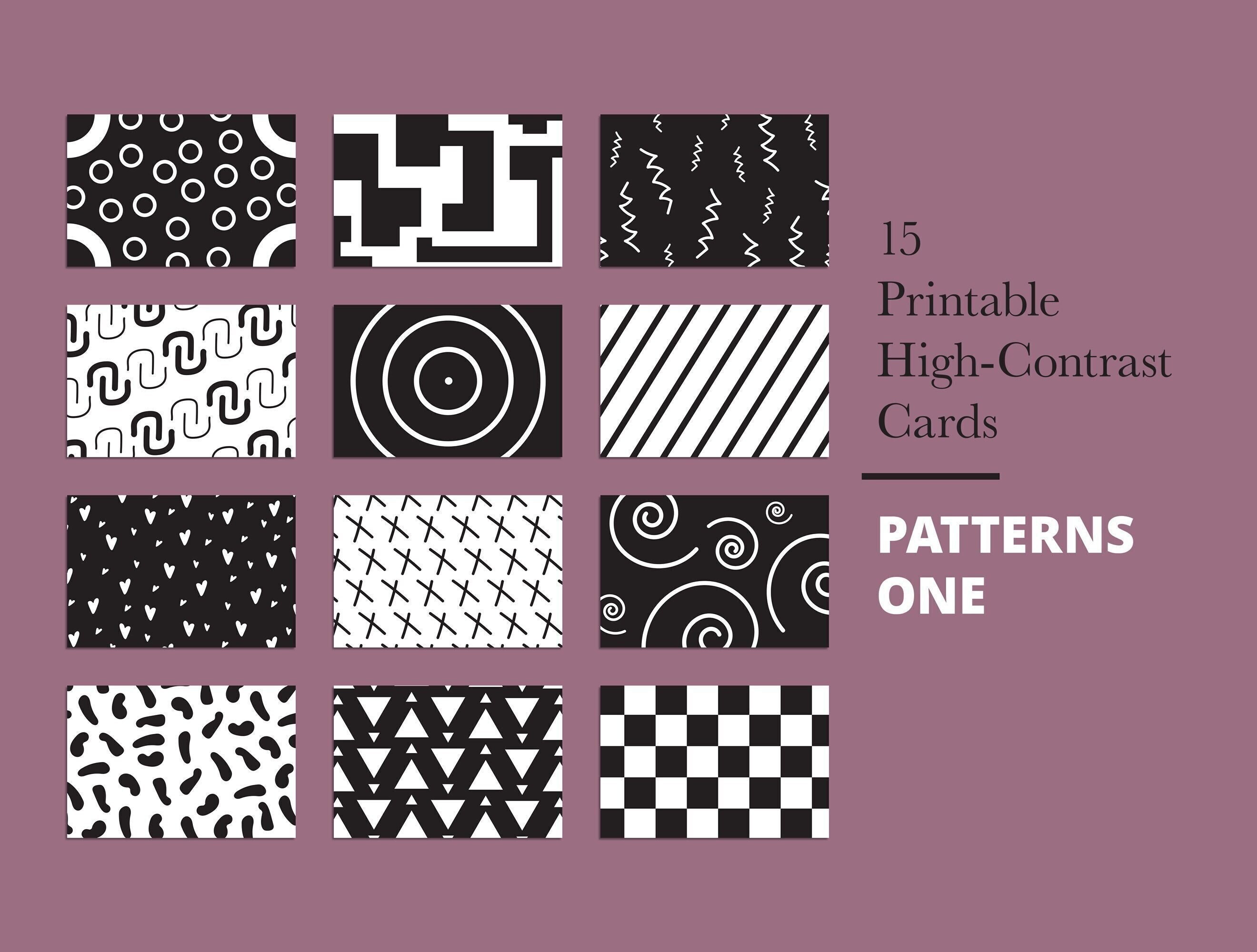 15 Pattern Patterns Oneset of 15 High Contrast Baby Cardsprintable Sensory ...