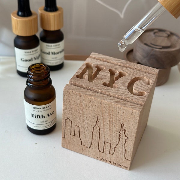 NYC Skyline Wood Oil Diffuser || New Year Souvenir || Gift under 50 || Holiday Gift || Gift message Available || Holiday Gift Set