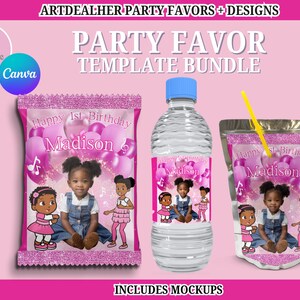 Girls party favors bundles templates for beginners, canva editable templates, Girls Birthday, Digital Download