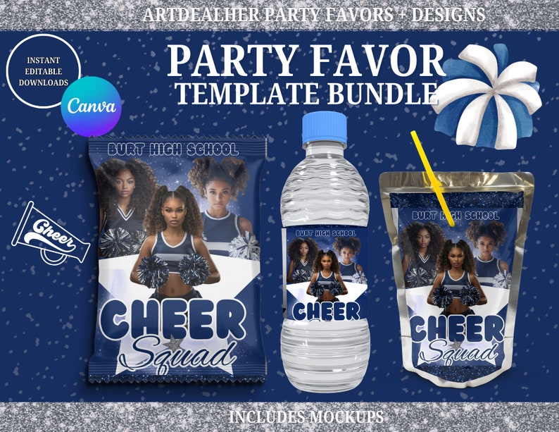 CHEER PARTY FAVORS Bundle Templates Editable in Canva - Etsy