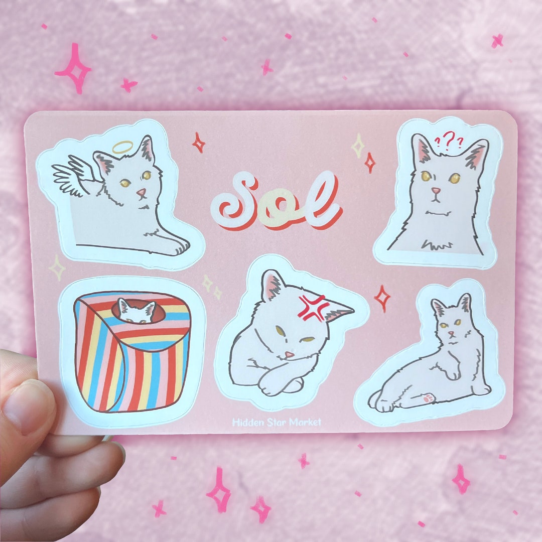 Cute Cat Vinyl Sticker Sheet | Sol - Etsy