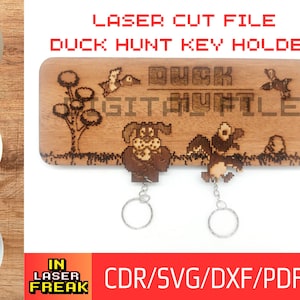 Entenjagd im Retro-Stil. LASER-Schneidedatei. SVG, DXF, AI und PDF. Schlüsselanhänger „Entenjagd“