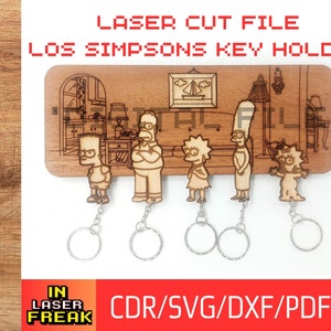 Los Simpsons - Familia Simpsons . Archivo corte LASER. SVG, dxf, ai y pdf. Portallaves Los Simpsons