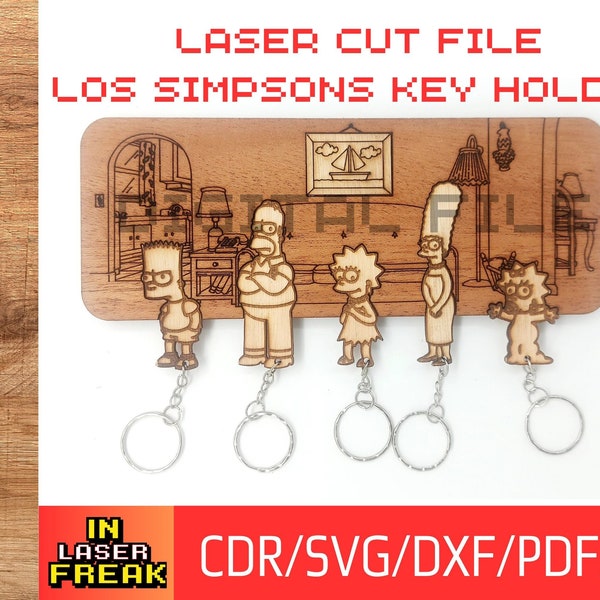 The Simpsons - Simpsons Family. LASER cut file. SVG, dxf, ai and pdf. The Simpsons Key Holder