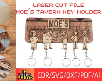 Los Simpsons - Moes Tavern . Archivo corte LASER. SVG, dxf, ai y pdf. Portallaves Los Simpsons