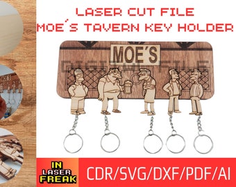 The Simpsons - Moes Tavern. LASER cut file. SVG, dxf, ai and pdf. The Simpsons Key Holder