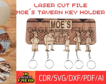 Les Simpsons - Moes Tavern. Fichier découpé au LASER. SVG, dxf, ai et pdf. Porte-clés Les Simpsons