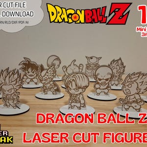 Anime Manga Figuren DBZ Pack Laser Cut Figuren. LASER geschnittene Datei .svg/lbrn/cdr/dxf/rld/pdf/ai DBZ Anime Figuren mit Sockel