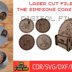 The Simpsons + podstawa. Plik wycinany laserowo 3 mm. SVG, CDR, DXF, AI i PDF. Podkładki pod talerze z motywem rodziny Simpsons.