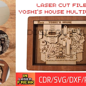 Casa di Yoshi a più livelli. File per taglio LASER. SVG, dxf, ai, cdr e pdf. Schermo livelli di Mario 10