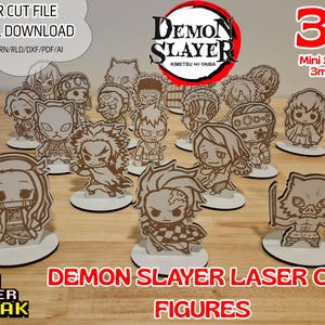 Figuras de anime e mangá Demon Fighters, pacote com 36 figuras cortadas a laser. Arquivo de corte a laser .svg/lbrn/cdr/dxf/rld/pdf/ai Figuras Kimetsu com base