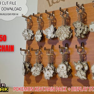 Brelok Pokemon +150 Pack + stojak ekspozycyjny. Plik cięty laserowo .svg/lbrn/cdr/dxf/rld/pdf/ai Breloki Pokemon + stojak ekspozycyjny