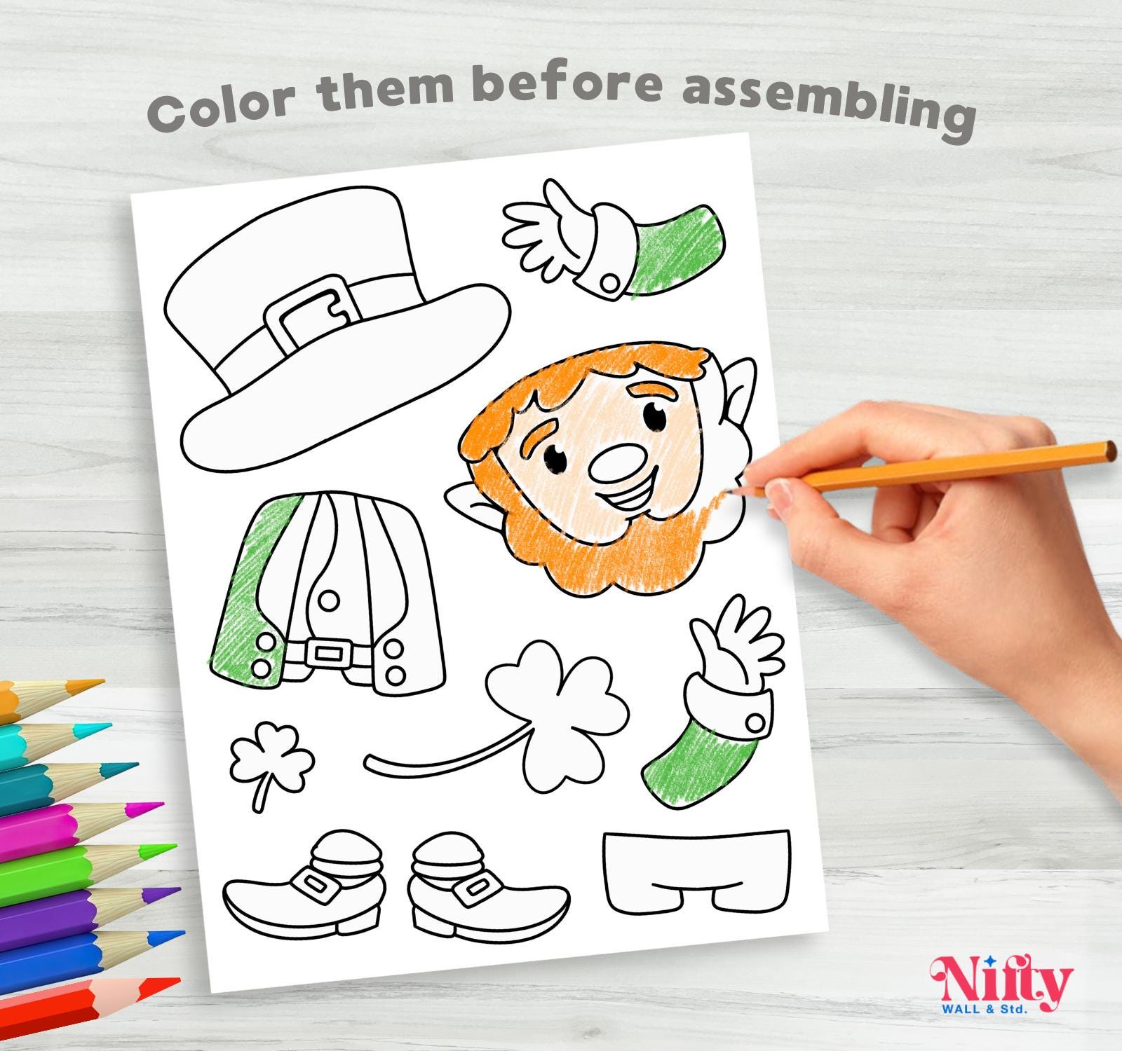 Printable Build Leprechaun Cut and Paste St Patrick's Day Craft Kids ...