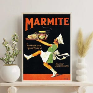 Retro Marmite Poster Print, Vintage British Food Advertisement, For Health and Good Cooking Wall Art, Kitchen Decor, Unframed