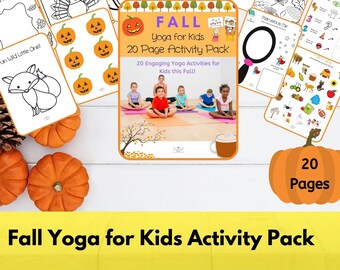 Fall Yoga Activity Pack, Fall Coloring Pages, Fall Yoga Lessons, Fall Yoga, Yoga for Kids Fall Activities, Fall Printables for Kids