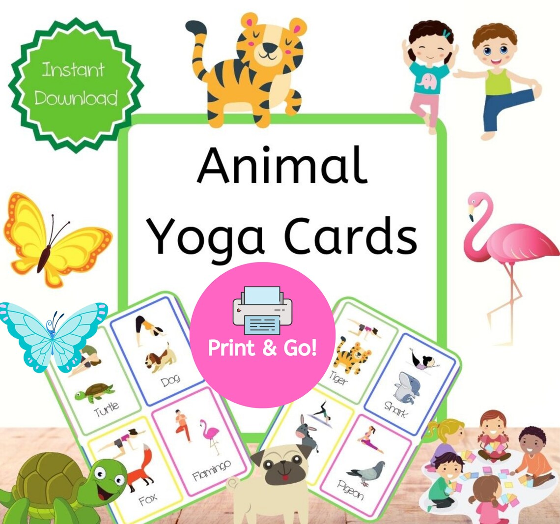 Animal Yoga Cards Etsy