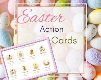 Easter Yoga & Action Cards for Kids | Fun Spring Exercise Cards | Bunny Poses | Printable or Physical Set | Easter Coloring