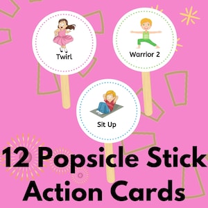 Popsicle Stick Action Cards for Kids | Fitness Cards | Printable | Yoga Cards | Action Cards | Exercise cards