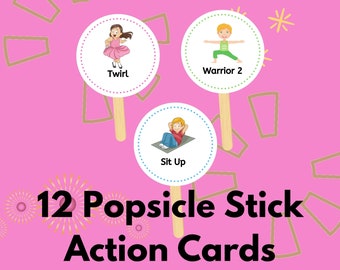 Popsicle Stick Action Cards for Kids | Fitness Cards | Printable | Yoga Cards | Action Cards | Exercise cards