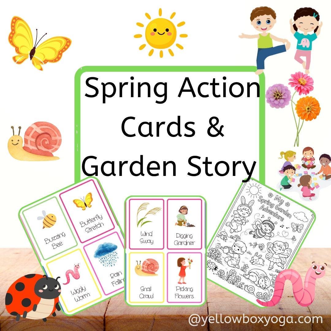 Spring Movement Cards for Kids | Garden Yoga & Action Cards | Preschool ...